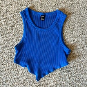 bright blue crop top